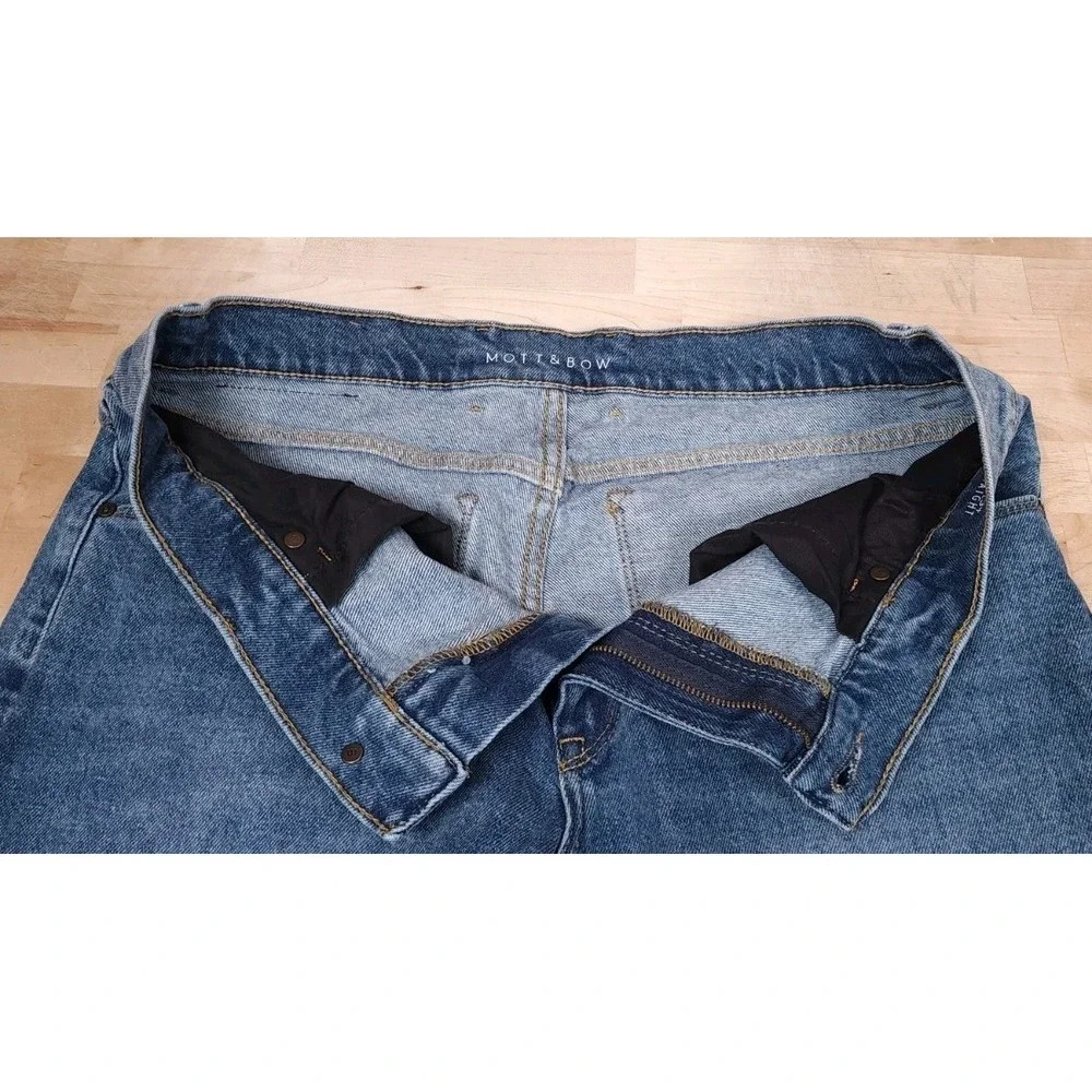 Mott & Bow Mens Med Wash Denim Jeans Straight Leg Mid Rise 5-Pocket 36x34